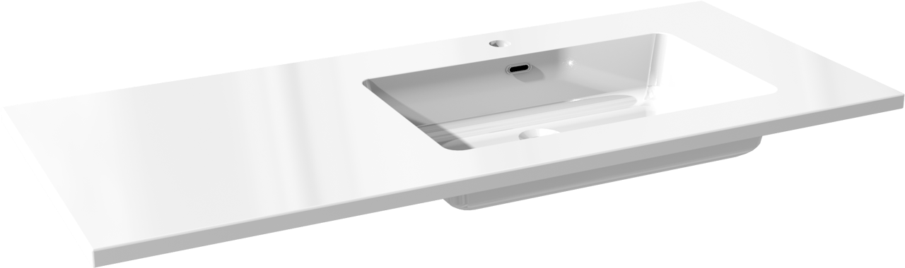 Storke Diva vasque asymétrique droite marbre composite brillant 120 x 52 cm combinaison armoire 35 cm