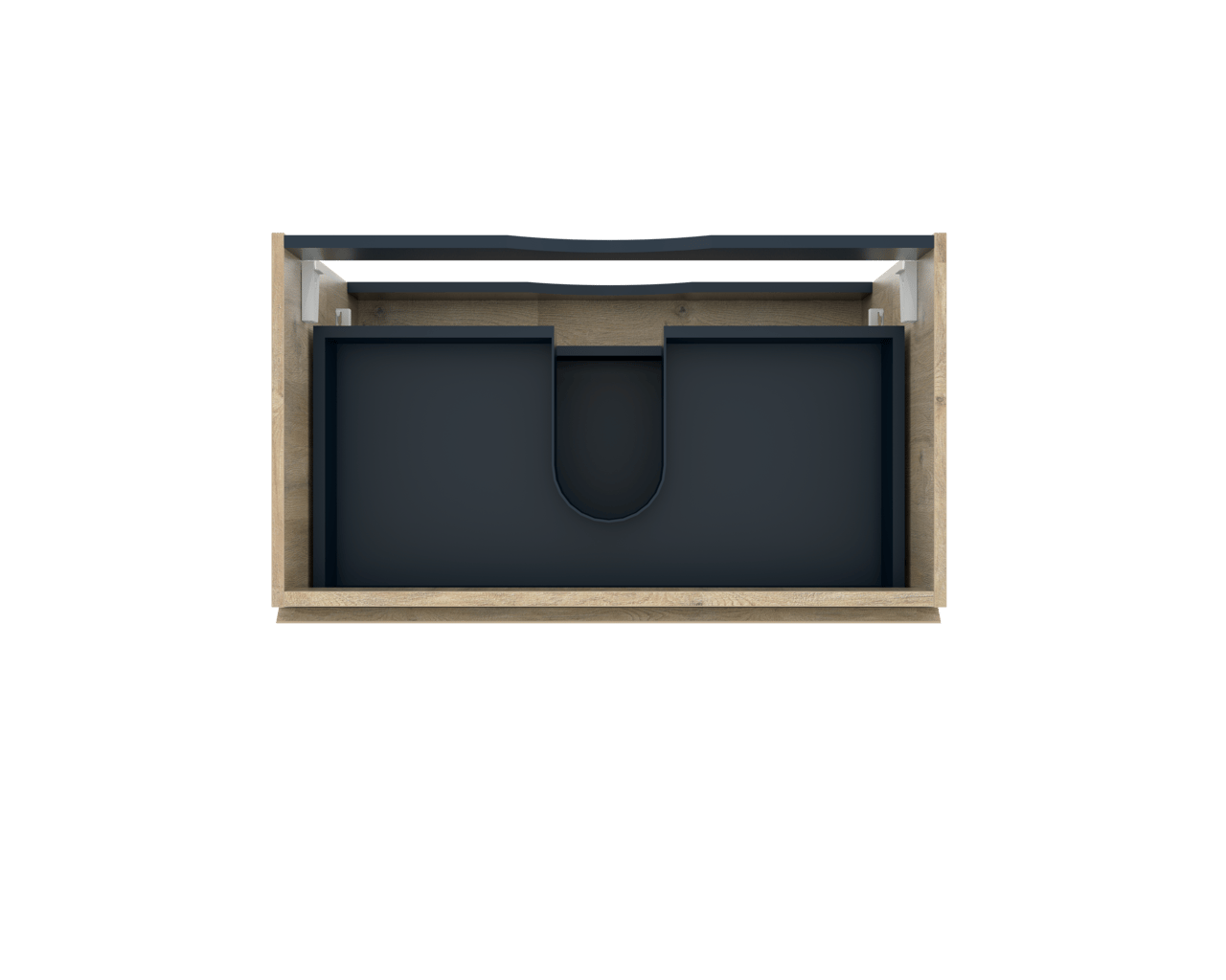 Linie Lado hängender Waschbeckenunterschrank: 80 x 46 cm, Eiche Natur, 2 Schubladen