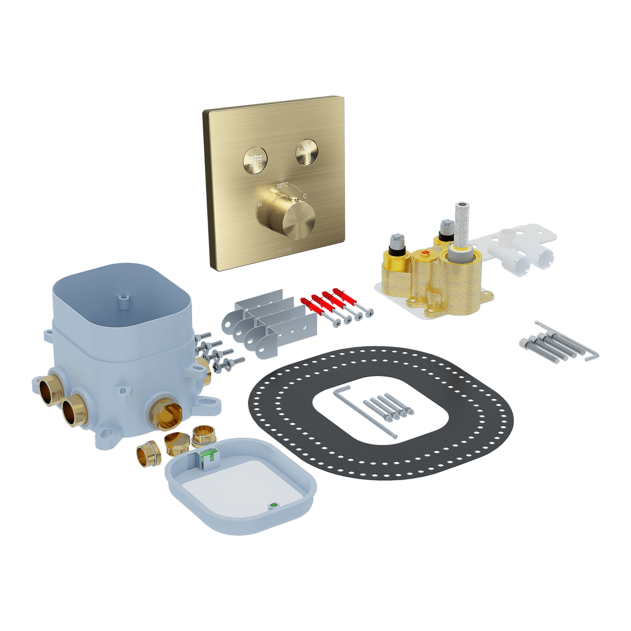 Blaufoss Smartbox Switch-Line thermostat encastrable 2 sorties brushed champagne gold incl élément intégré