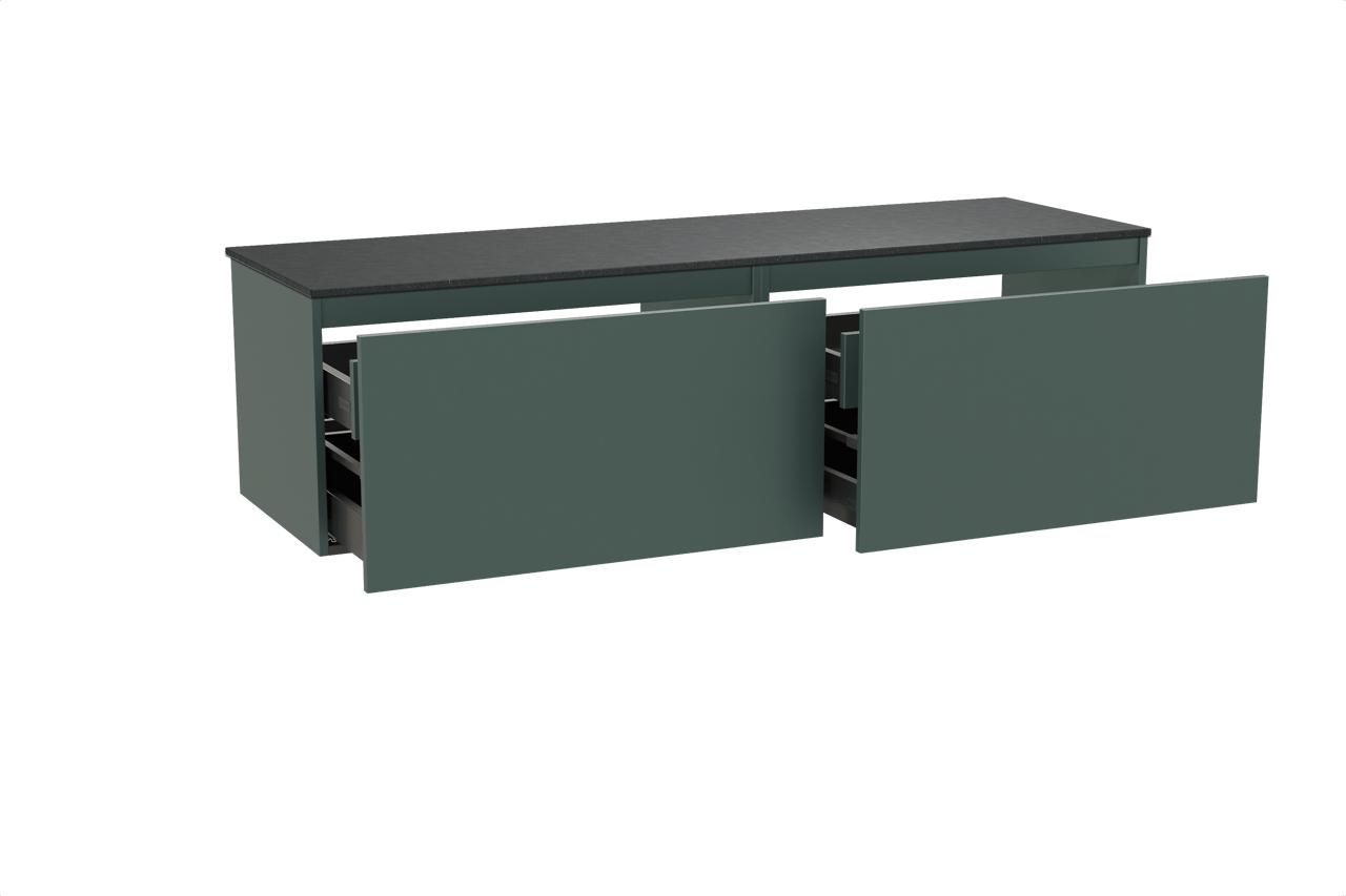 Balmani Sfera meuble salle de bains suspendu 180 x 55 cm forest avec Stretto tablette simple ou double en granit noir