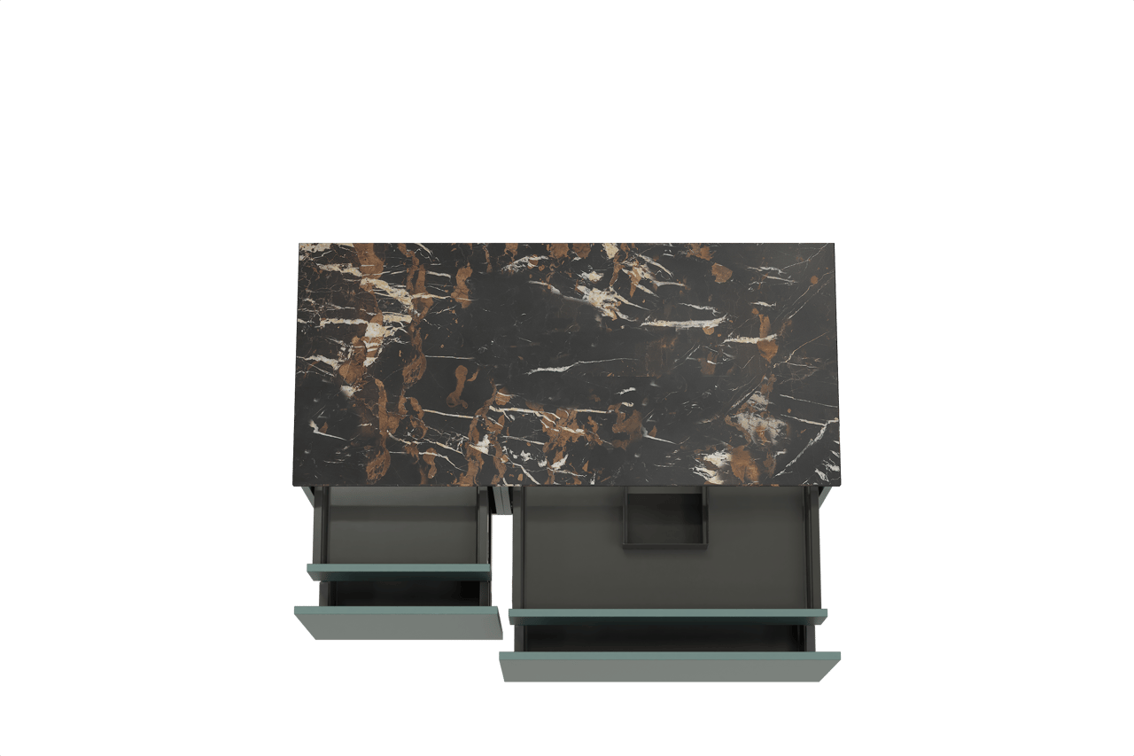 Balmani Sfera meuble salle de bains suspendu 120 x 55 cm forest avec Stretto tablette simple en marbre portoro gold