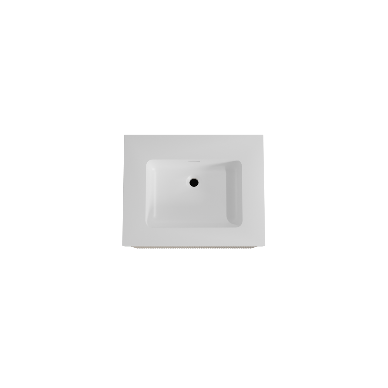 Storke Ribs hängendes Möbelstück Set: 65 x 52 cm, Rohe Eiche, mit Mata High Einzelwaschtisch, Solid Surface, Weiß matt, Vertikale symmetrische gerade Rippe