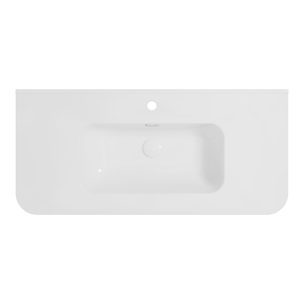 Storke Kera Soft enkele wastafel Glanzend Witte porselein 100 x 46 cm