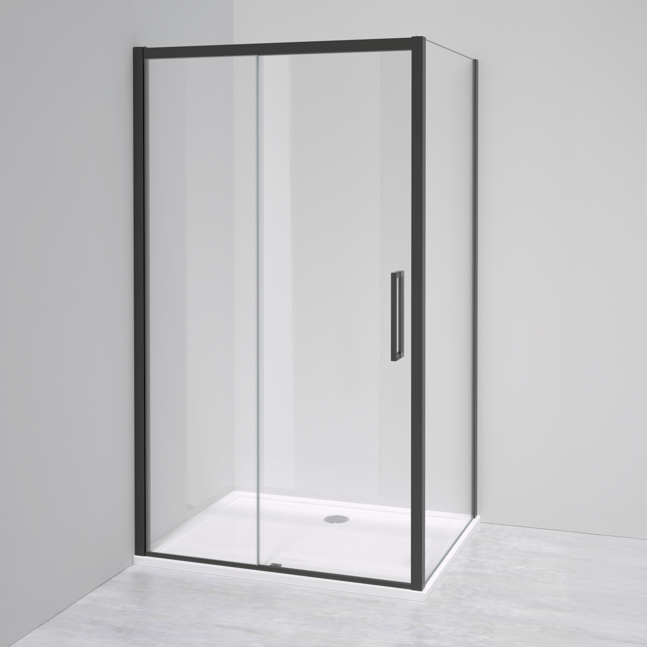 Luca Varess Senses douchecabine met schuifdeur en vaste zijwand 90 x 120 cm helder glas mat zwart profiel