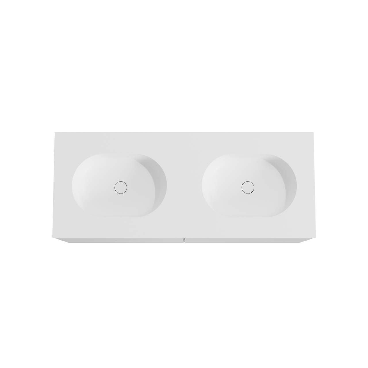 Balmani Mitra meuble salle de bains suspendu 135 x 55 cm blanc mat avec Tablo Oval double vasque en solid surface blanc mat