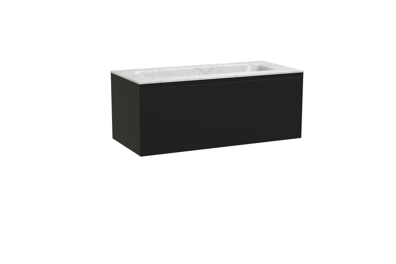 Balmani Idra meuble salle de bains suspendu 120 x 55 cm noir mat avec Tablo Arcato plan simple en marbre carrara