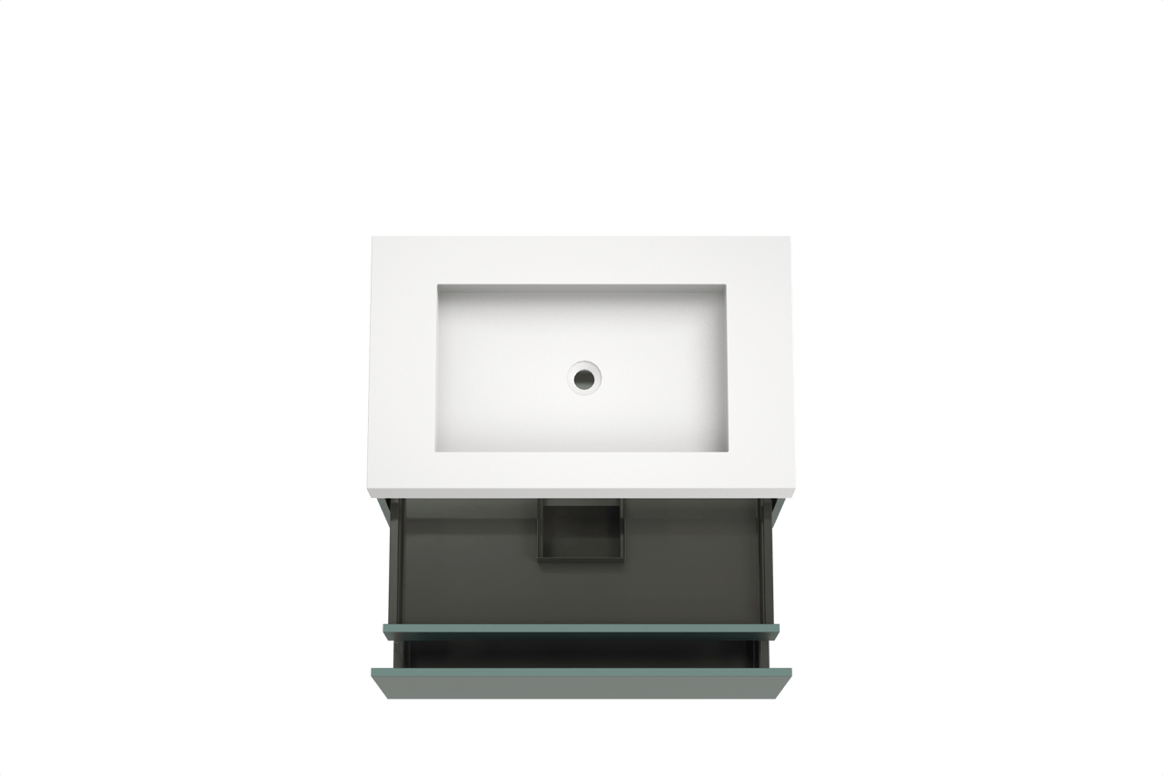 Balmani Sfera meuble salle de bains suspendu 90 x 55 cm forest avec Modus plan simple en solid surface blanc mat