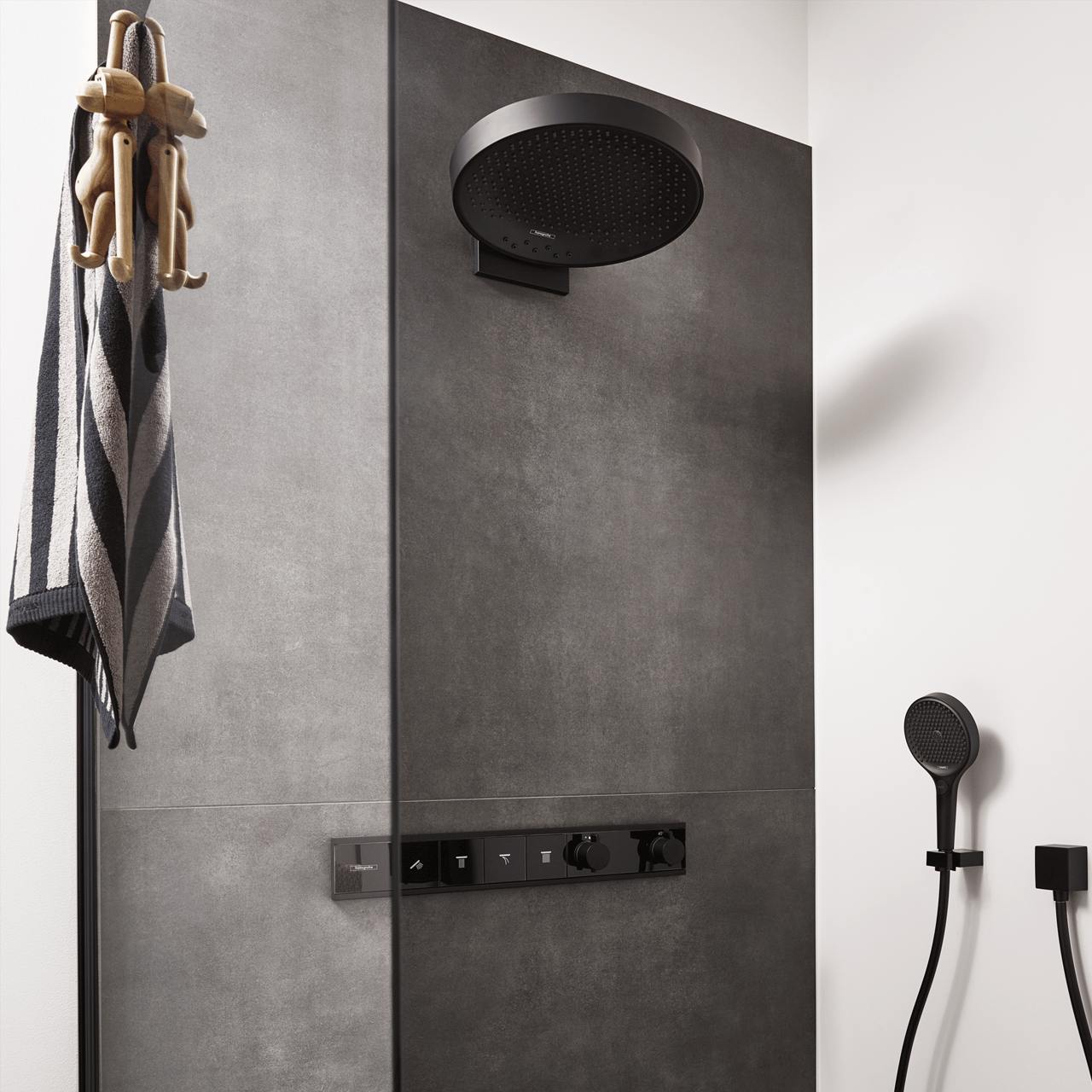 Hansgrohe Rainfinity 360 Duschkopf Rund, Ø 36 cm, Wandmontage, Schwarz matt