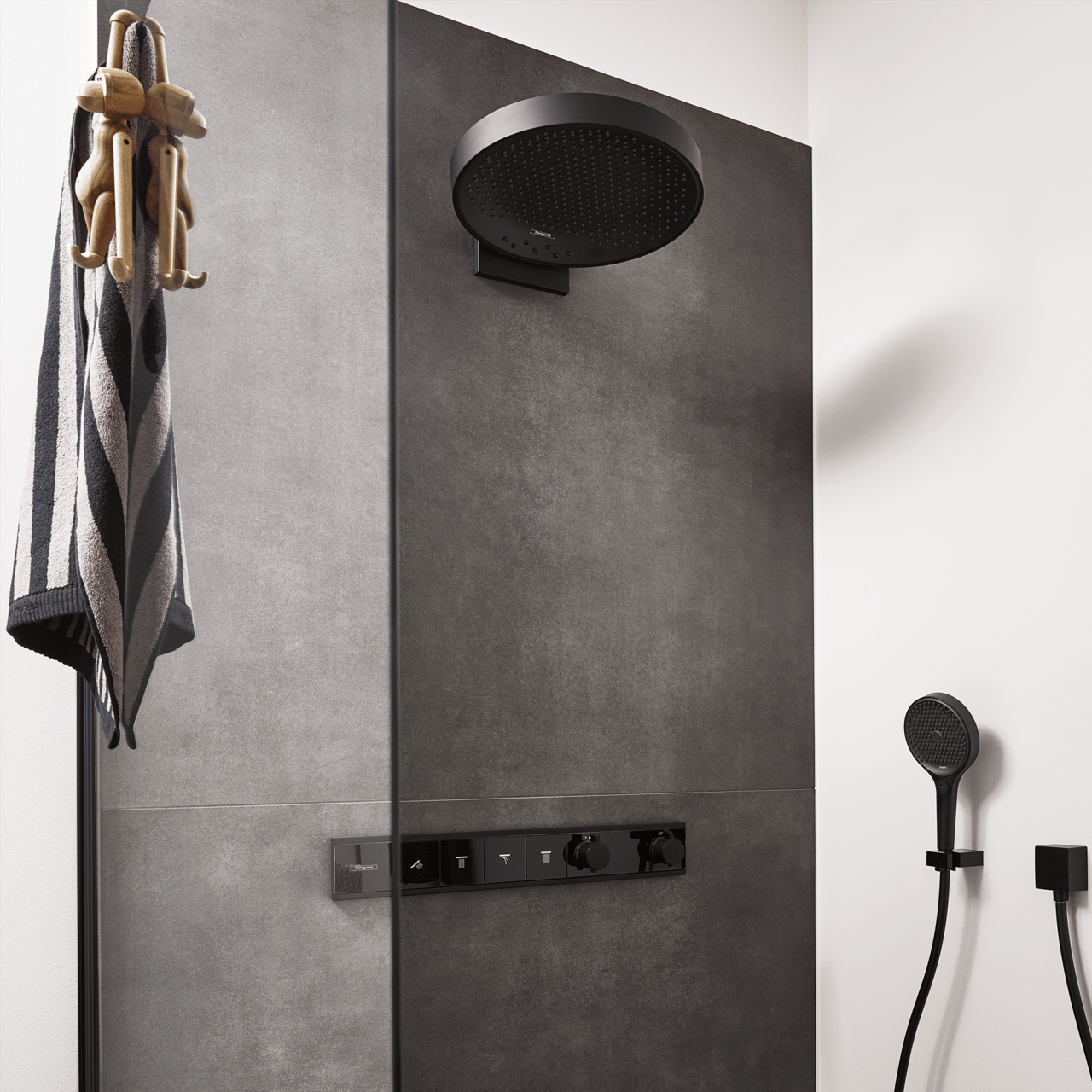 Hansgrohe Rainfinity 360 Duschkopf Rund, Ø 36 cm, Wandmontage, Schwarz matt