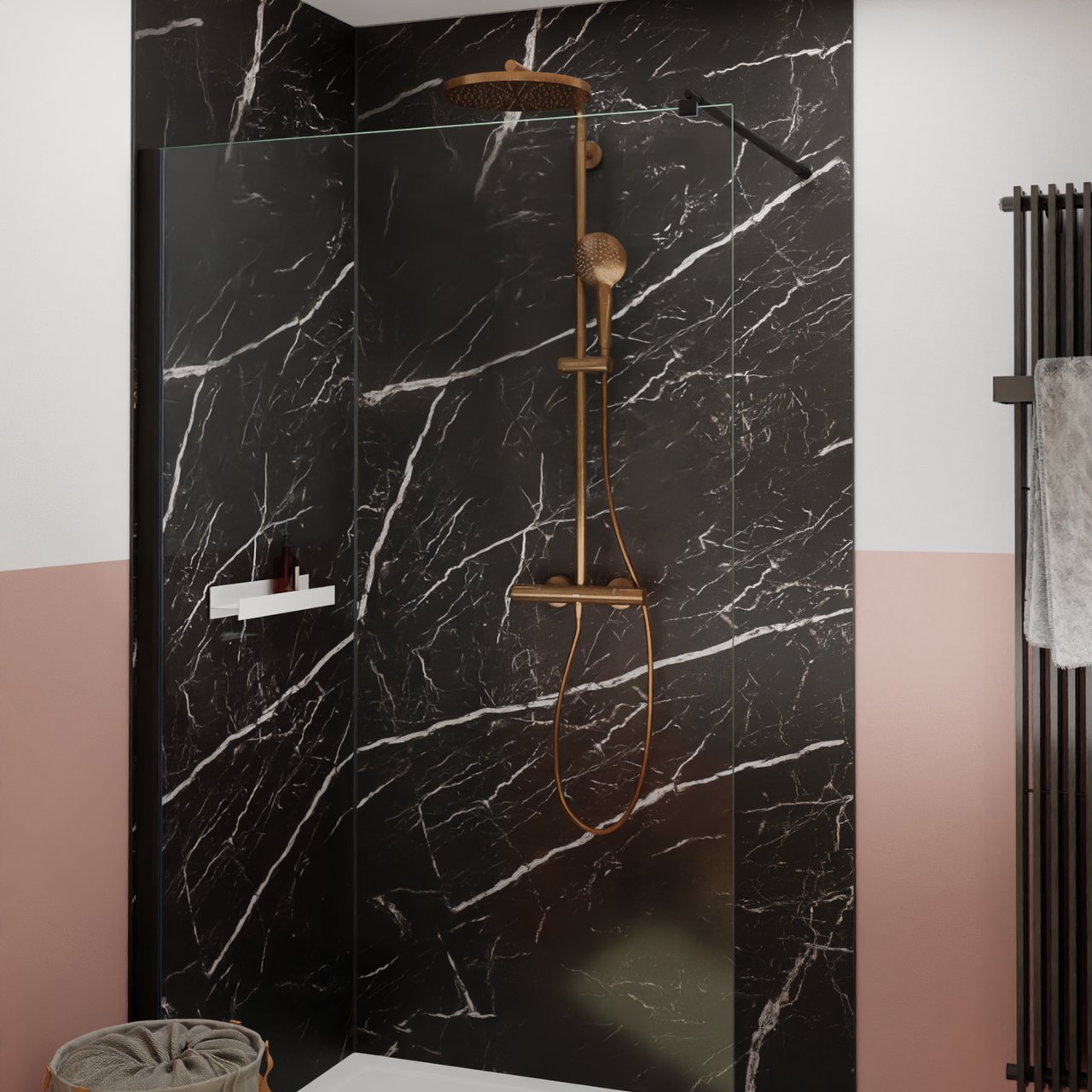 Blaufoss Nola 300 set de douche de pluie robinet thermostatique Brushed Rosegold