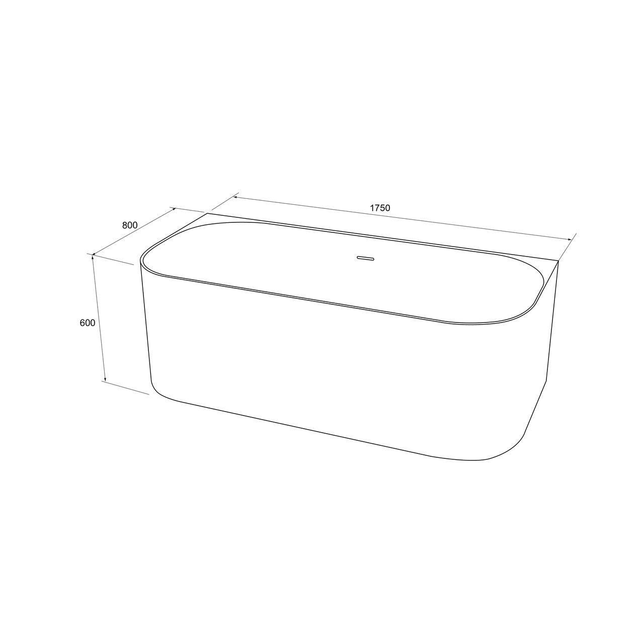 Balmani Finla halfvrijstaand bad 175 x 80 cm Solid Surface mat wit