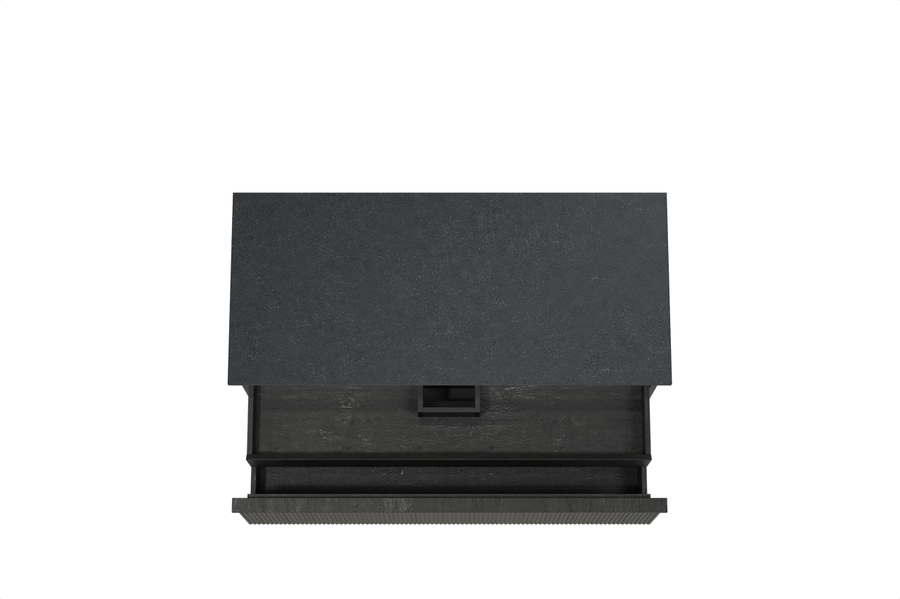 Balmani Forma meuble salle de bains suspendu 120 x 55 cm chêne noir avec Stretto tablette simple en granit noir, Nervure droite symétrique verticale