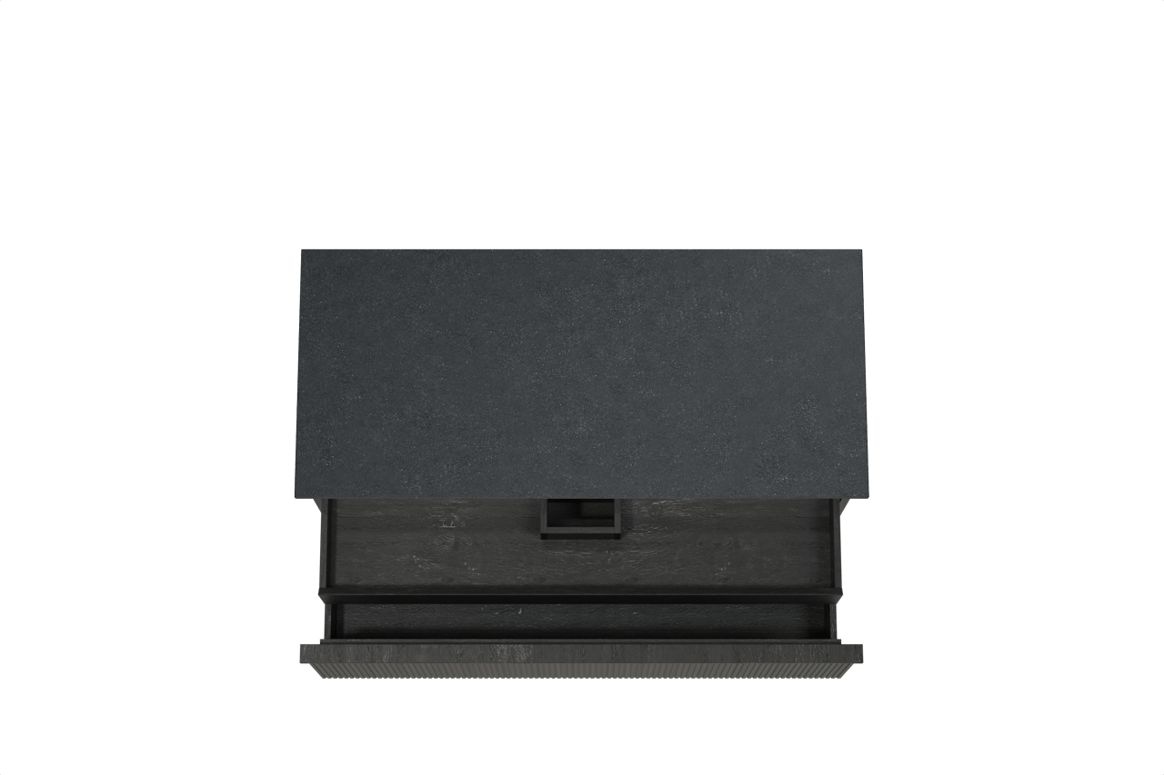 Balmani Forma zwevend badkamermeubel 120 x 55 cm zwarte eik met Stretto enkel tablet in graniet zwart, Verticale symmetrische rechte ribbel
