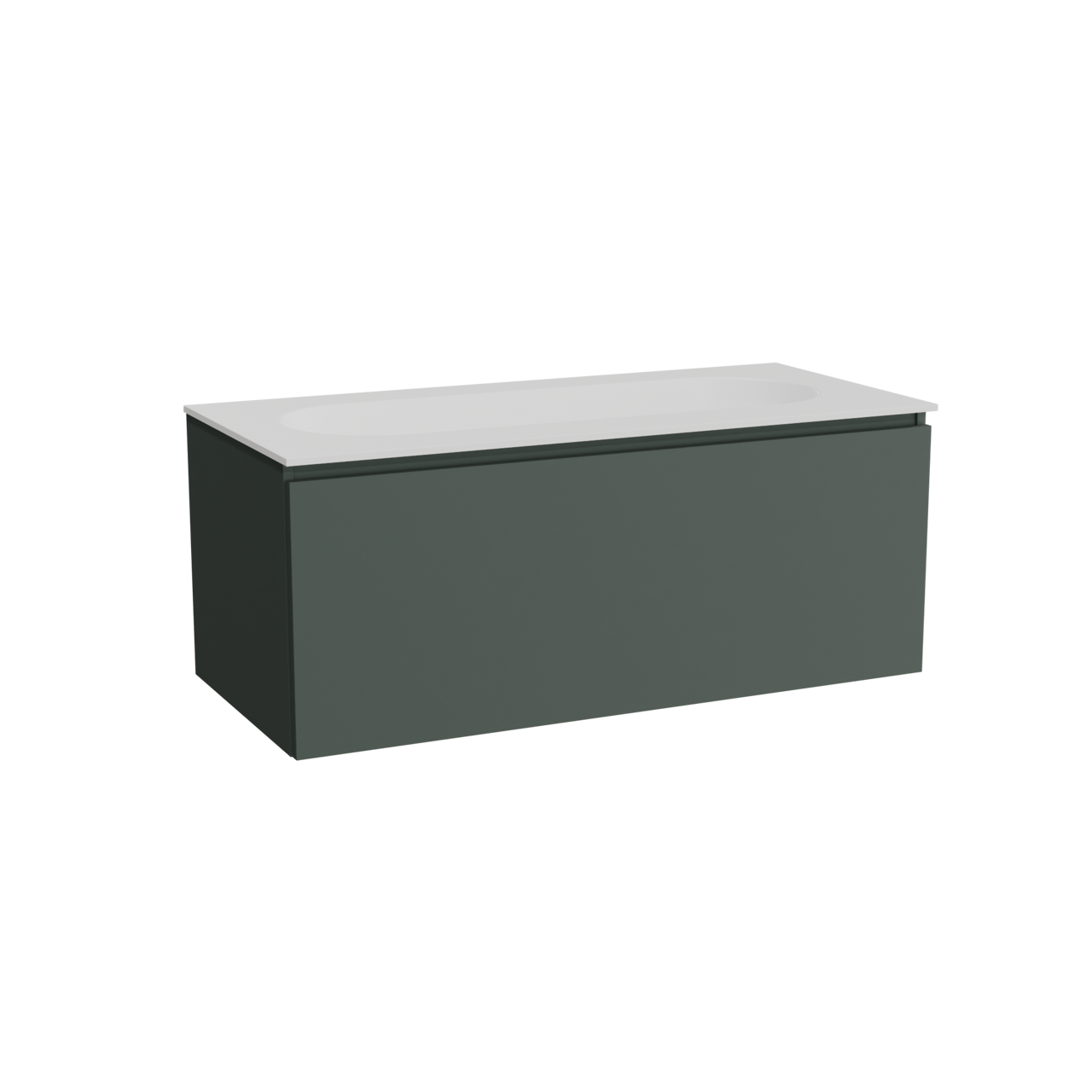 Balmani Sfera meuble salle de bains suspendu 120 x 55 cm forest avec Tablo Oval lavabo simple pour 2 trous de robinet en solid surface blanc mat
