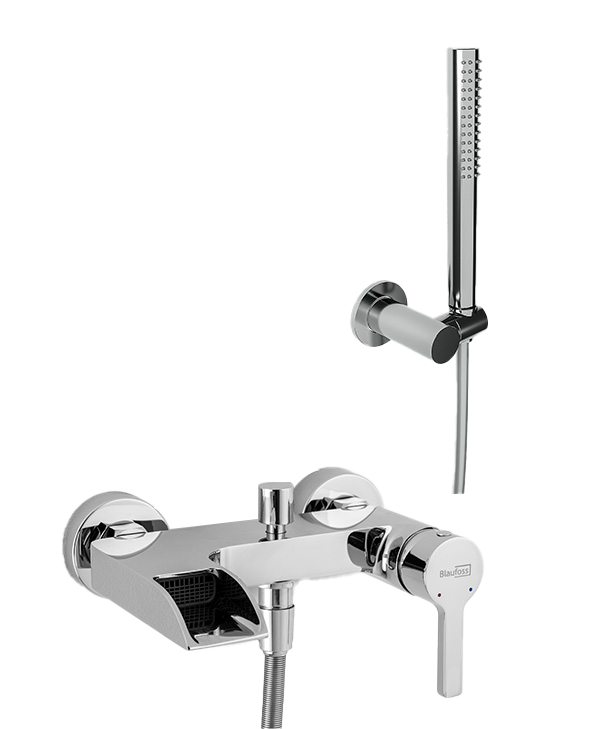 Blaufoss Cascata robinet baignoire mitigeur montage mural extérieur chrome brillant