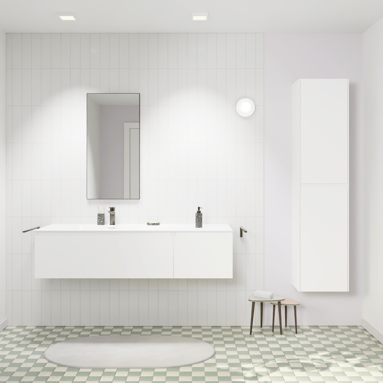 Storke Edge zwevend badkamermeubel 150 x 52 cm mat wit met Mata asymmetrisch linkse wastafel in solid surface mat wit