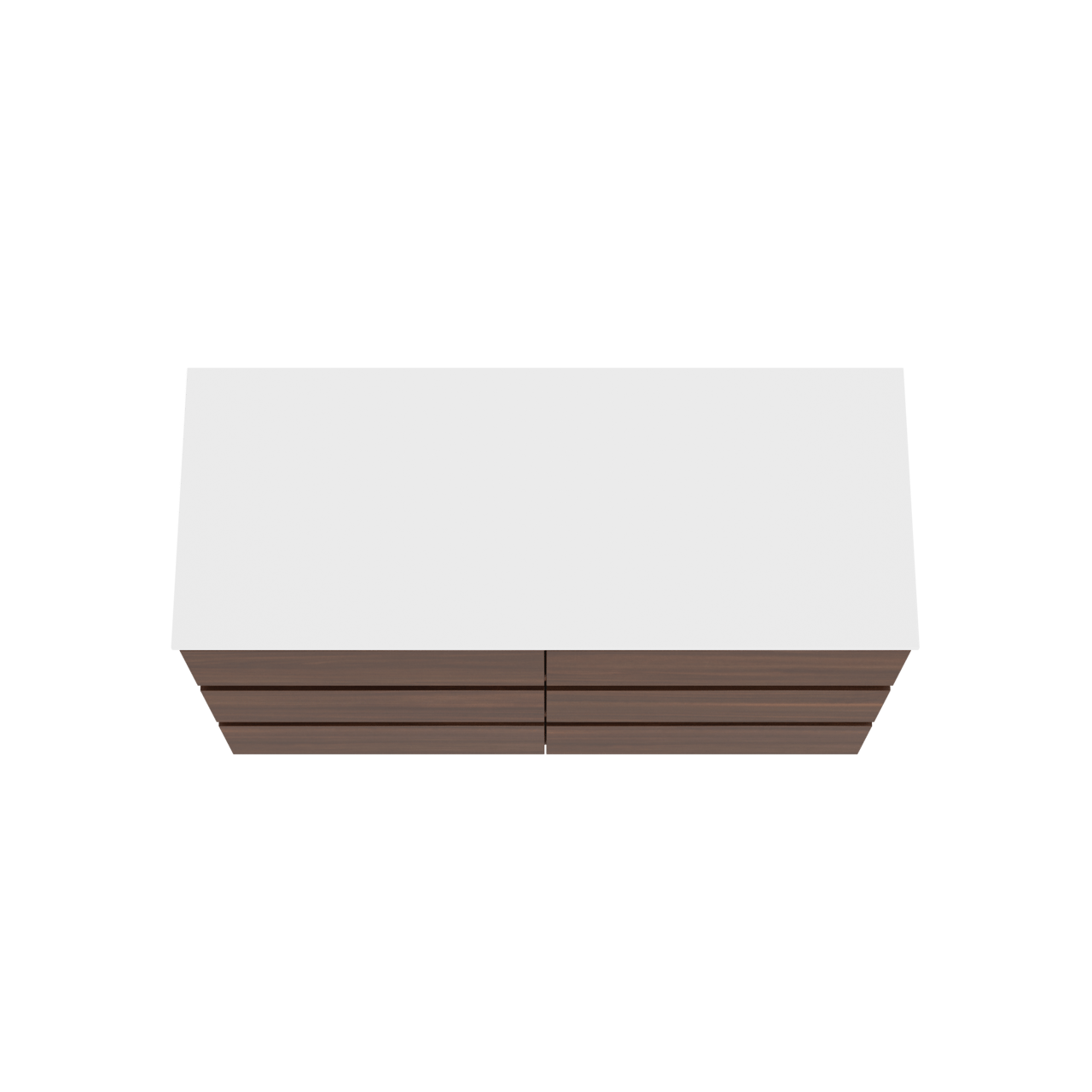 Balmani Lucida meuble salle de bains à poser 135 x 55 cm noyer américain avec Stretto tablette simple ou double en solid surface blanc mat