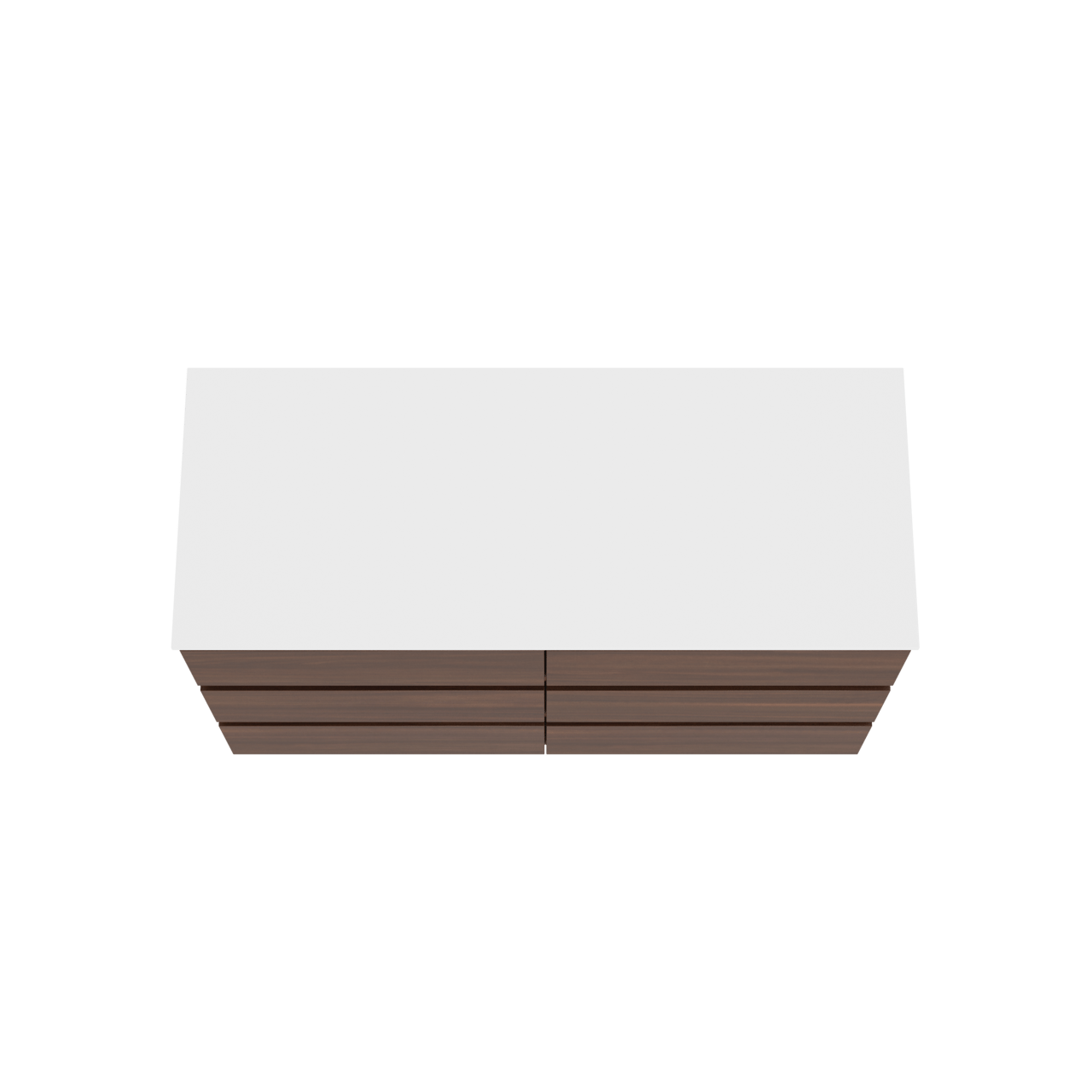 Balmani Lucida freistehendes Möbelstück Set: 135 x 55 cm, Amerikanischer Nussbaum, mit Stretto Einzel- oder Doppel Waschtischplatte, Solid Surface Weiß matt