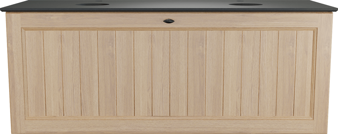 Balmani Lemon meuble salle de bains suspendu 135 x 55 cm, placage chêne naturel avec Facetta tablette double en granit noir