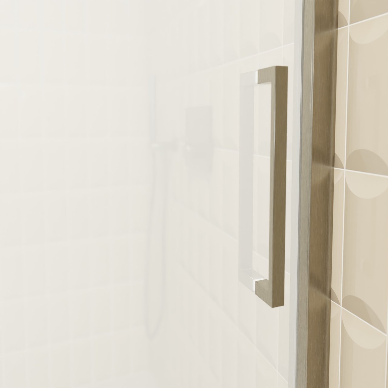 Balmani Senses Design porte coulissante à gauche 160 cm x 210 cm verre transparent avec bande matte, Profil Brushed GunMetal