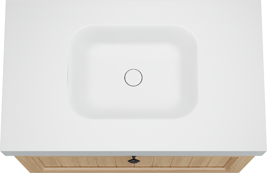 Balmani Lemon hängendes Möbelstück Set: 90 x 55 cm, Naturbelassene Eiche Furnier, mit Arcato Einzelwaschtisch, Weiß matt