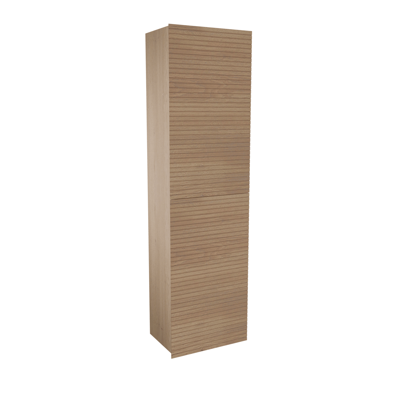 Balmani Forma Badhochschrank: Hängend, horizontale Rippen, Eiche Natur, 42 x 30 x 150 cm