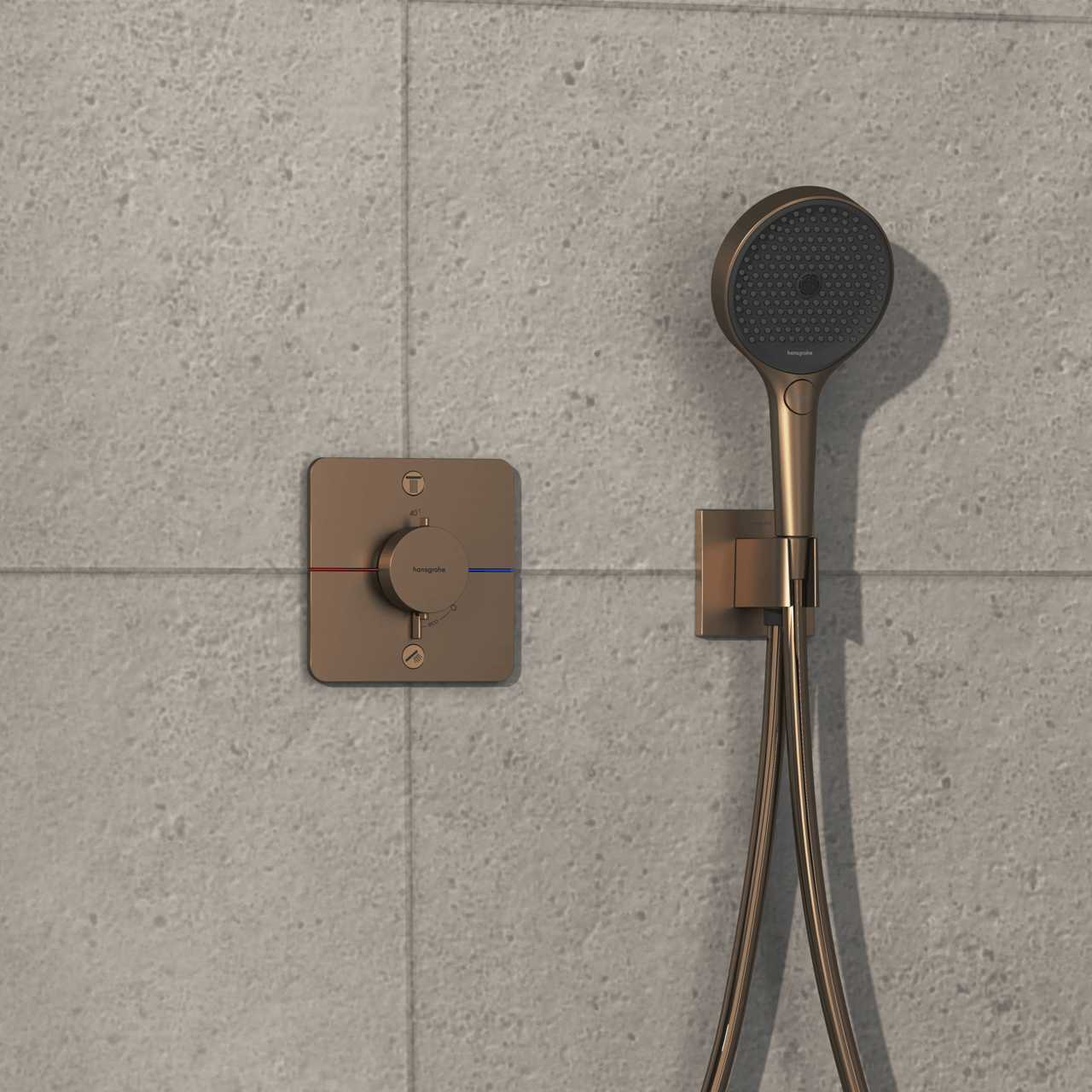 Hansgrohe Showerselect Comfort Q Thermostat-Duscharmatur: Unterputz, für 2 Verbraucher, Brushed Bronze