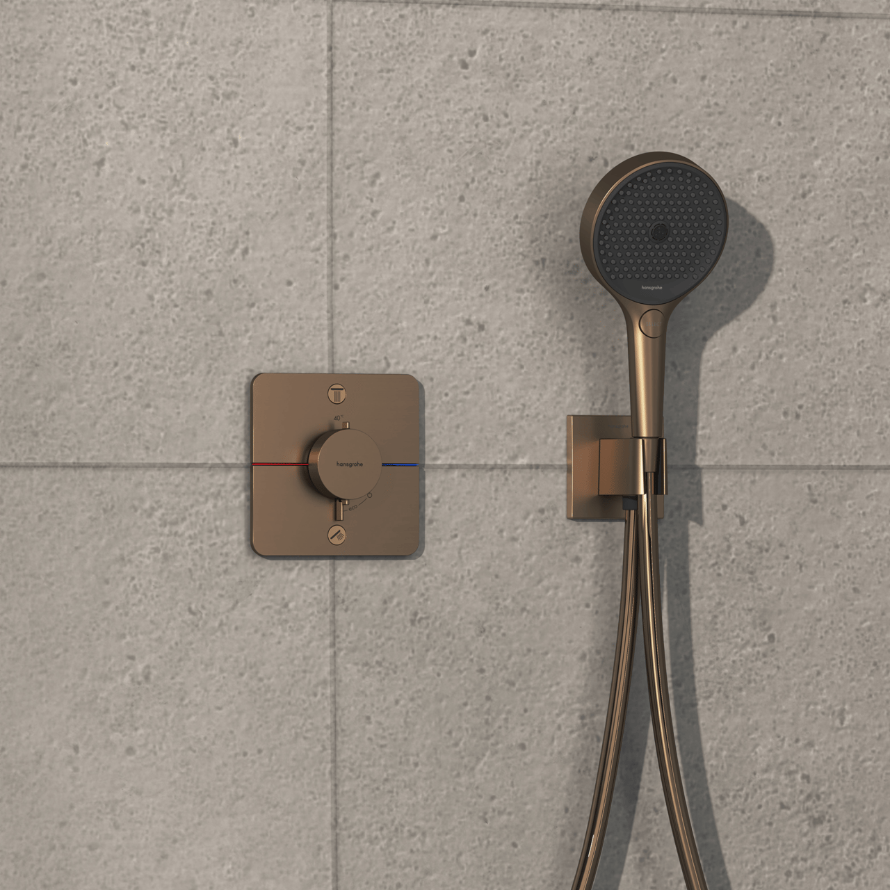 Hansgrohe Showerselect Comfort Q thermostat de douche encastré 2 évacuations Brushed Bronze
