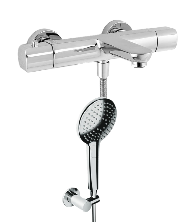 Blaufoss Boris thermostatische badkraan incl handdoucheset  glanzend chroom