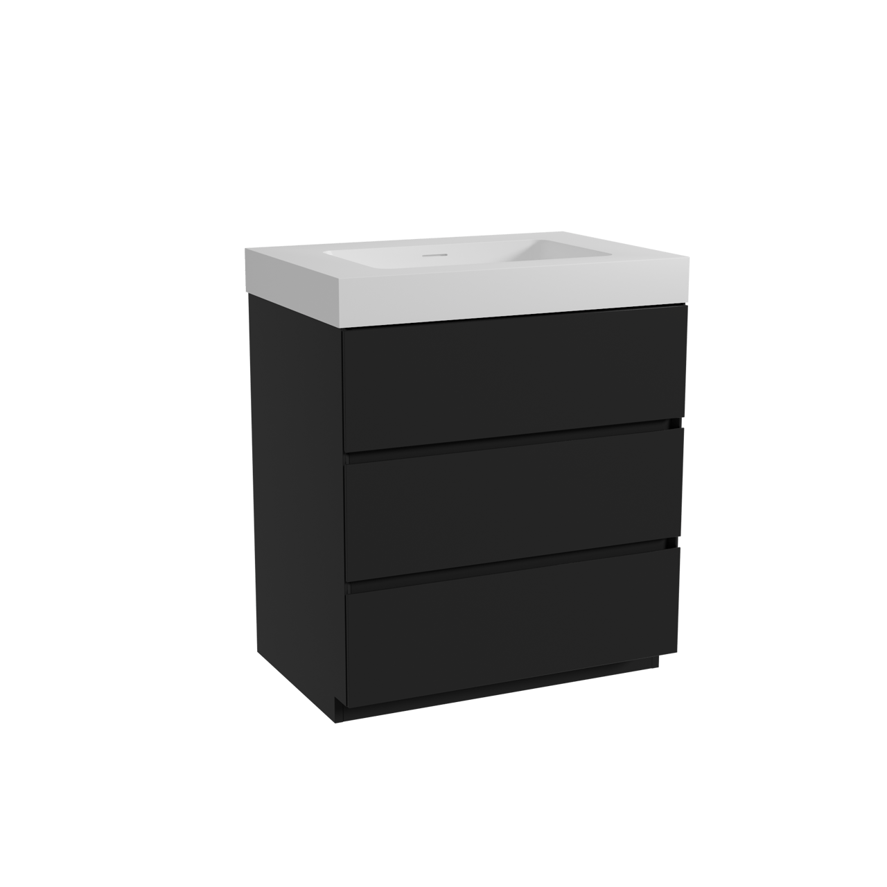 Storke Edge meuble salle de bains à poser 75 x 52 cm noir mat avec Mata High plan simple en solid surface blanc mat