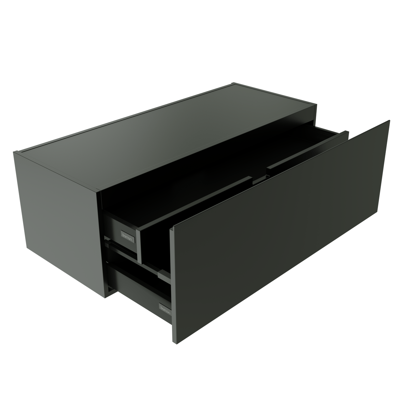 Balmani Studio hängender Bad-Unterschrank, 120 x 50 cm, schwarz matt, 2 Schubladen