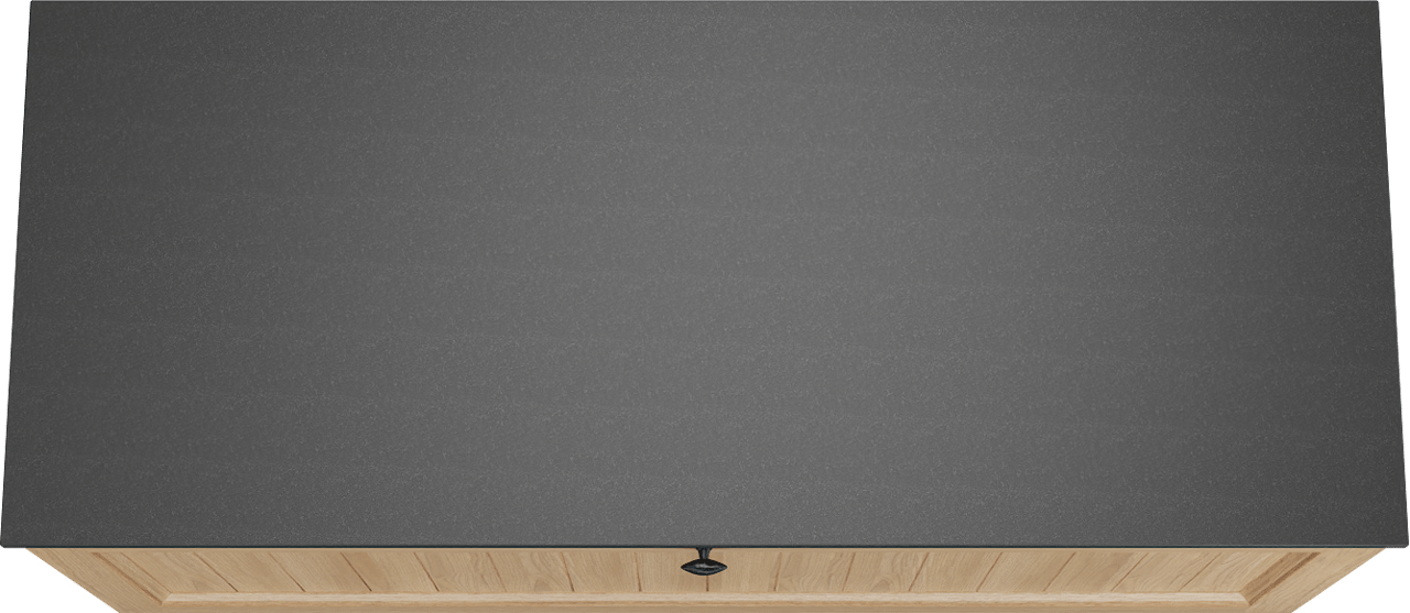 Balmani Lemon zwevend badkamermeubel 135 x 55 cm, fineer natuur eik met Stretto enkel of dubbel tablet in graniet zwart