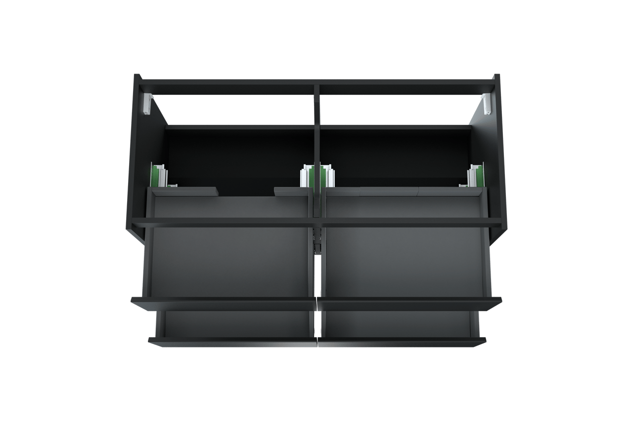 Storke Seda hängender Waschbeckenunterschrank: 120 x 52 cm, Schwarz Matt, 4 Schubladen