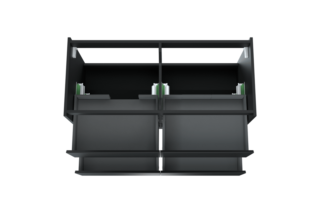 Storke Seda meuble sous-vasque suspendu 120 x 52 cm Noir Mat 4 tiroirs