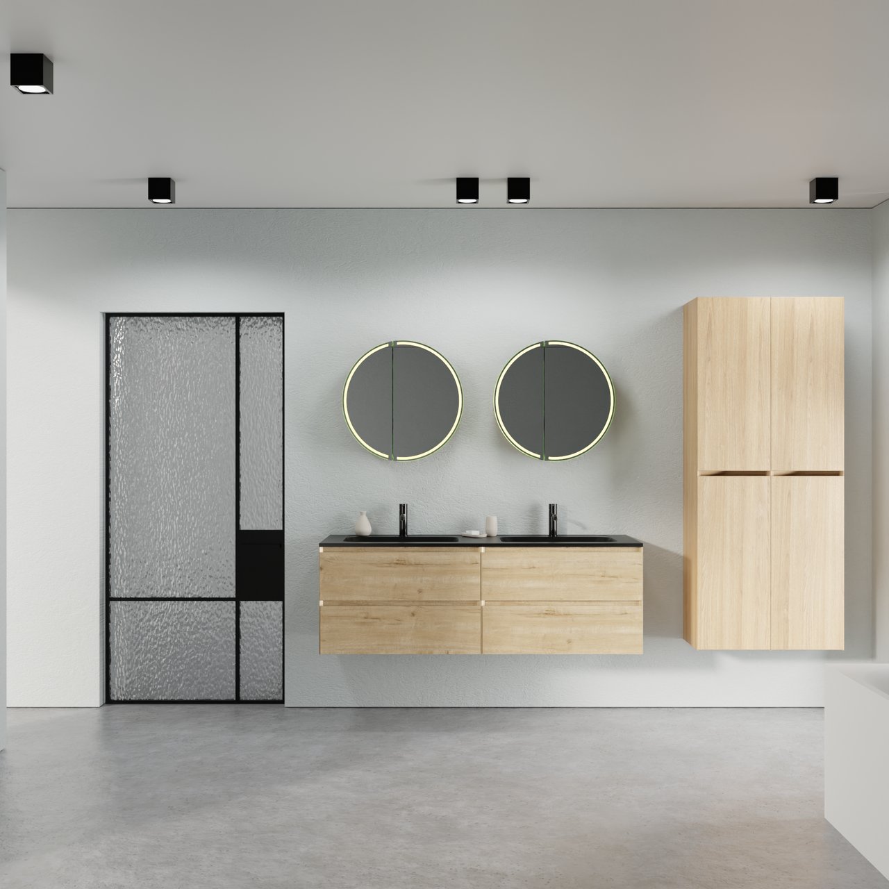 Balmani Mitra meuble sous-lavabo suspendu 75 x 55 cm chêne brut 2 tiroirs