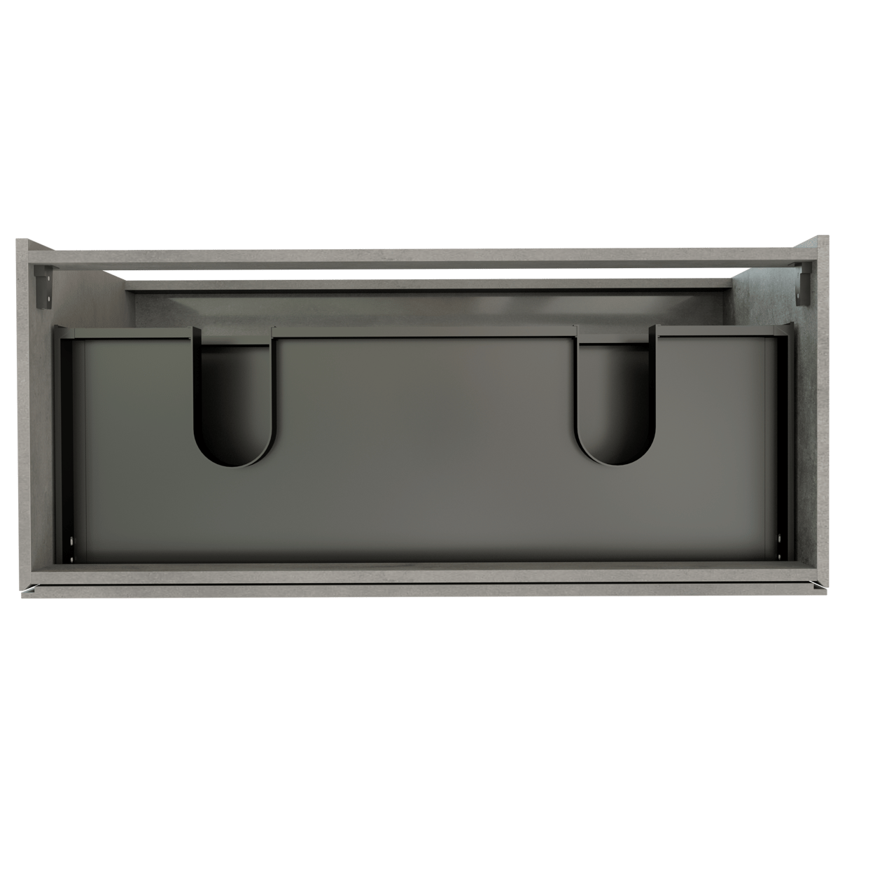 Storke Edge meuble sous-lavabo a poser 120 x 52 cm béton gris foncé 3 tiroirs 2 découpés de siphon