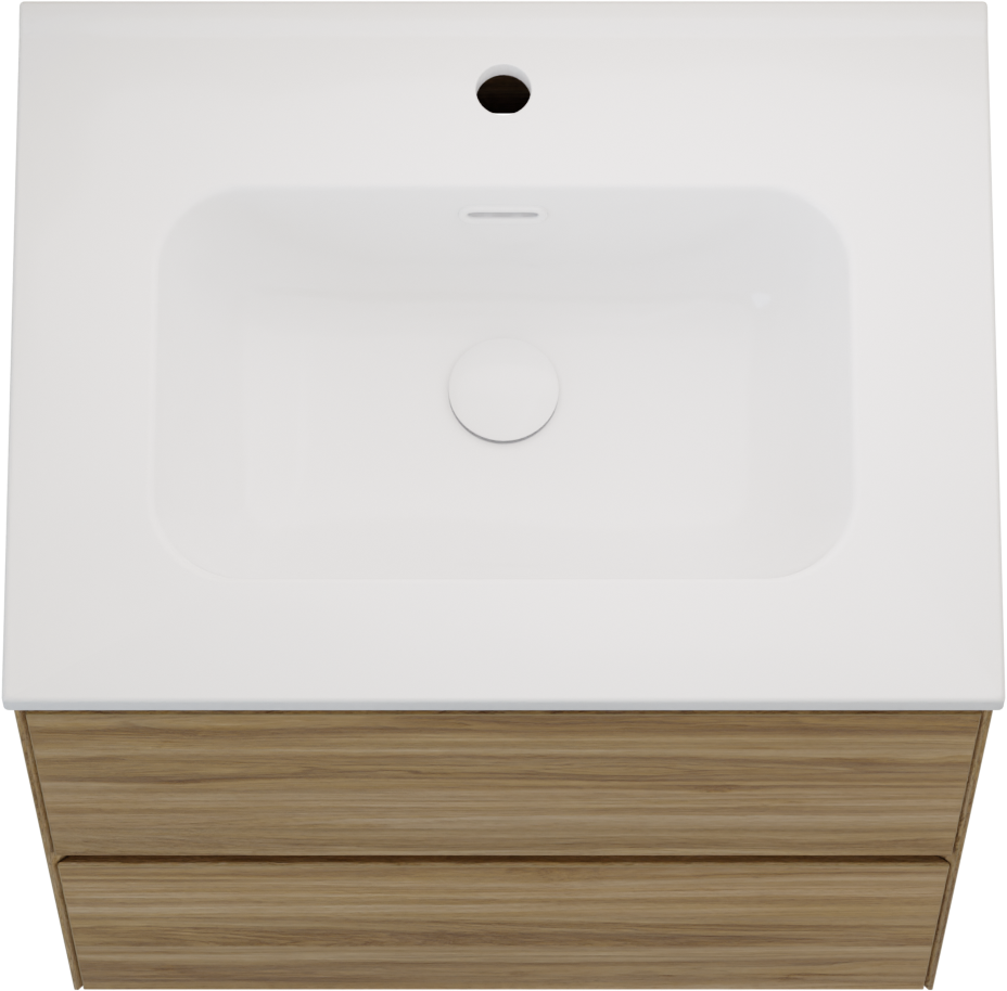 Balmani Mitra Compact meuble salle de bains suspendu 60 x 46 cm chêne sauvage avec Nostra plan simple porcelaine blanc brillant