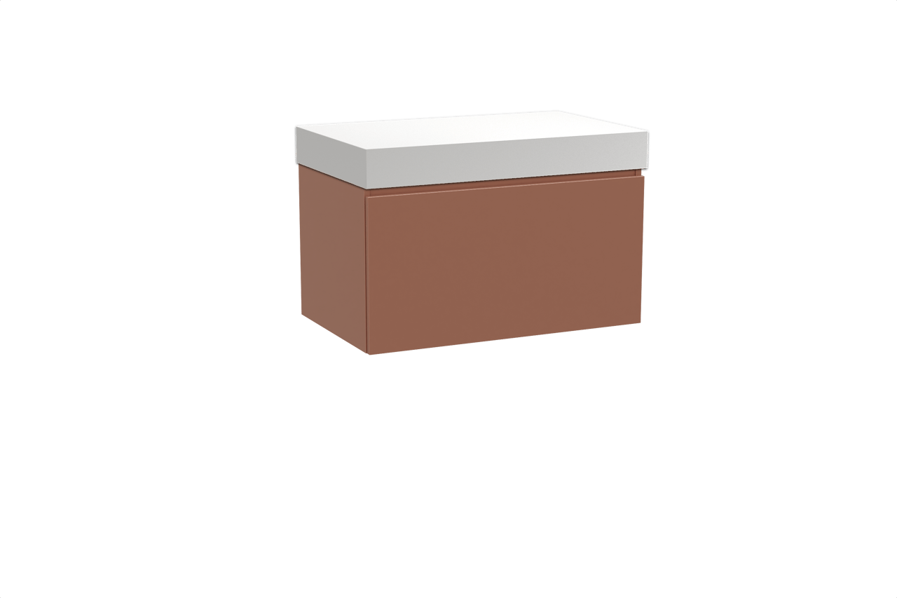 Balmani Sfera hängendes Möbelstück Set: 90 x 55 cm, Cotto, mit Dominus Einzel Waschtischplatte, Solid Surface Weiß matt