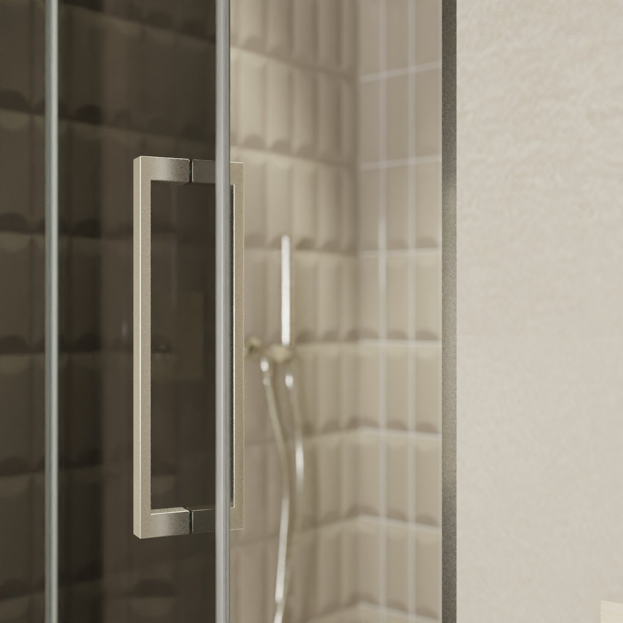 Balmani Senses Design Dusche Drehtür, Links, 100 cm x 210 cm, Rauchglas, Profil Brushed CoolMetal, inklusive Coating