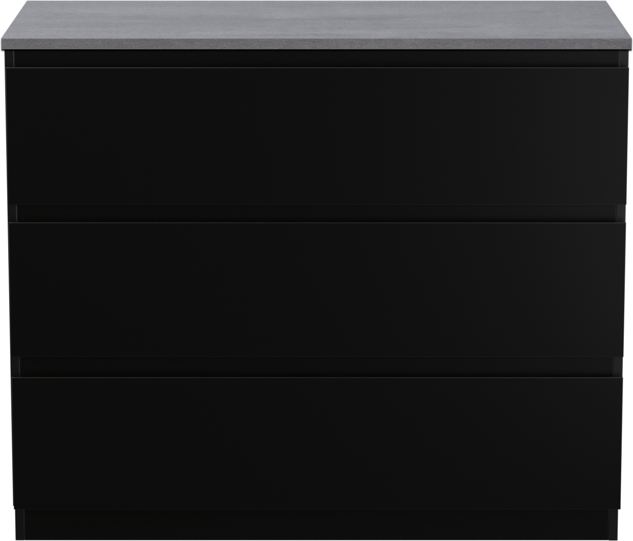 Linie Lado staand badmeubel 100 x 46 cm mat zwart met Lado enkel of dubbel wastafelblad in melamine beton donkergrijs