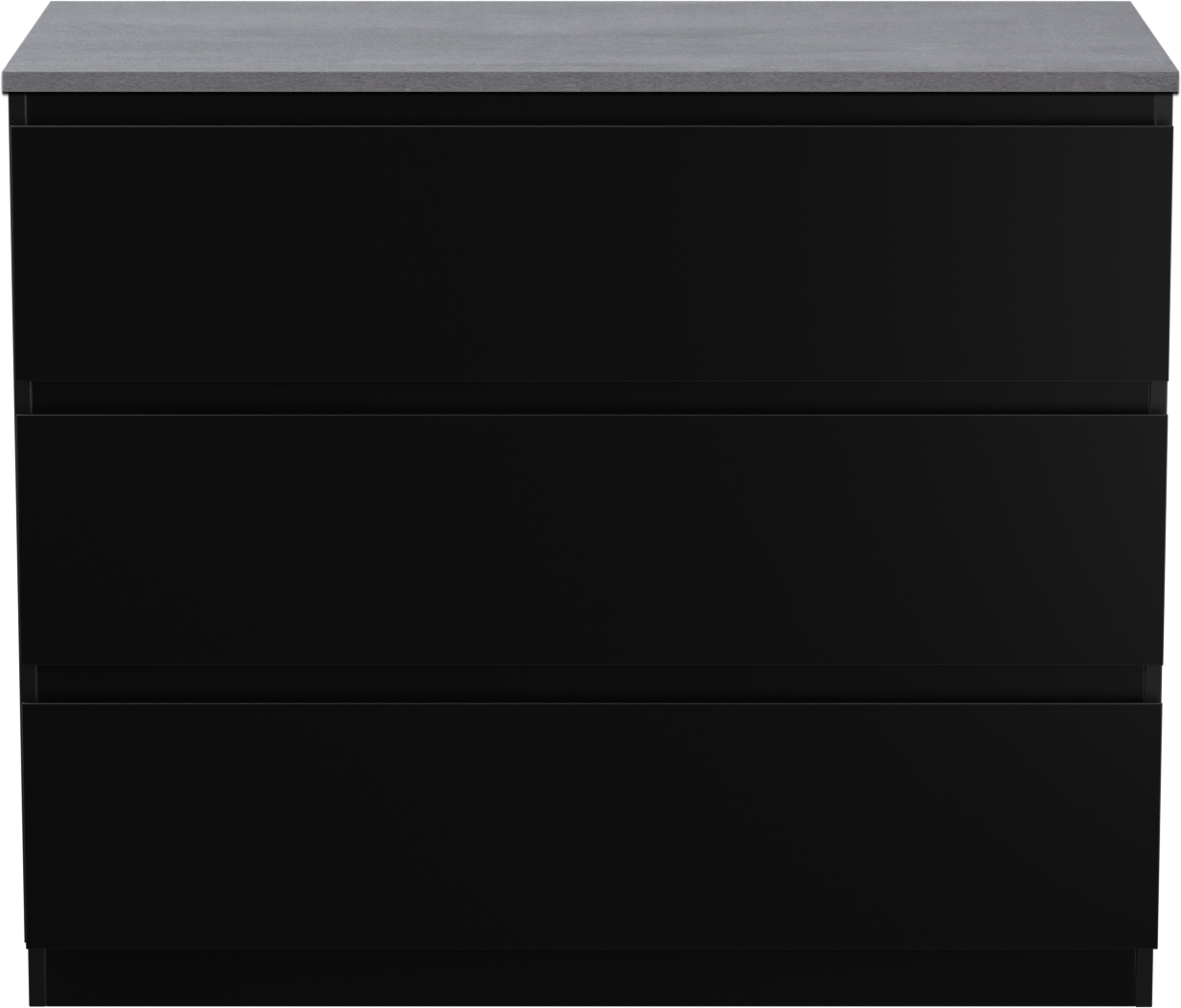 Linie Lado staand badmeubel 100 x 46 cm mat zwart met Lado enkel of dubbel wastafelblad in melamine beton donkergrijs