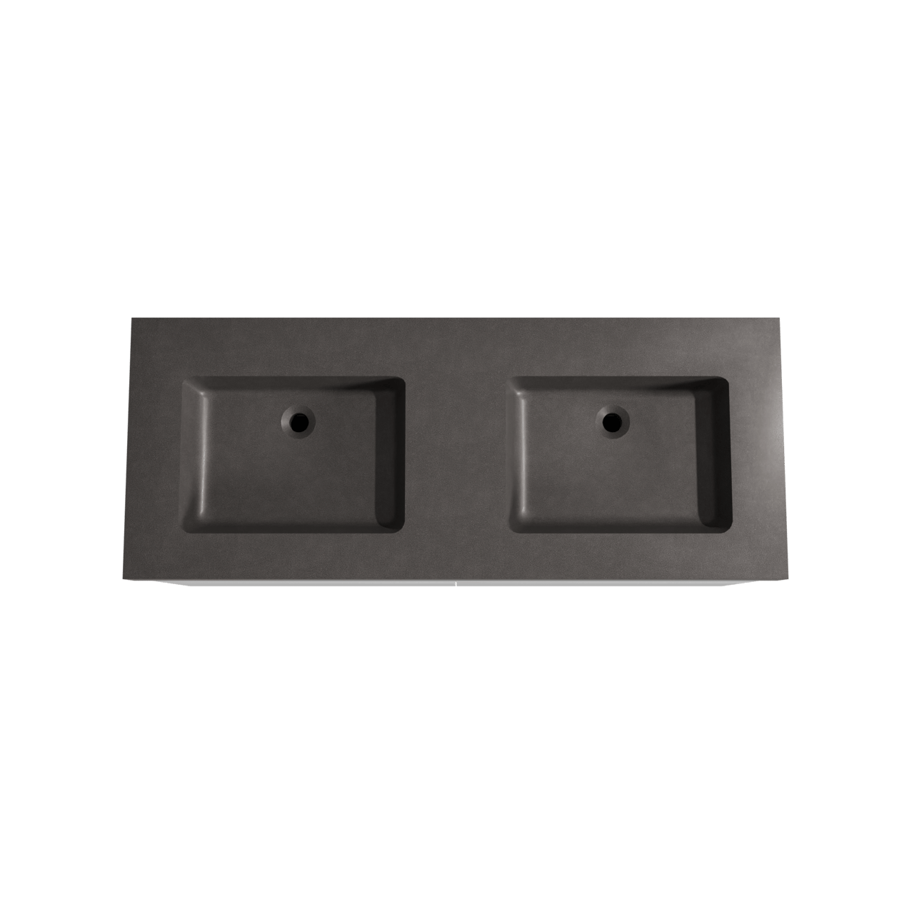 Storke Edge freistehendes Möbelstück Set: 130 x 52 cm, Weiß glänzend, mit Scuro High Doppelwaschtisch, Quarz Schwarz matt