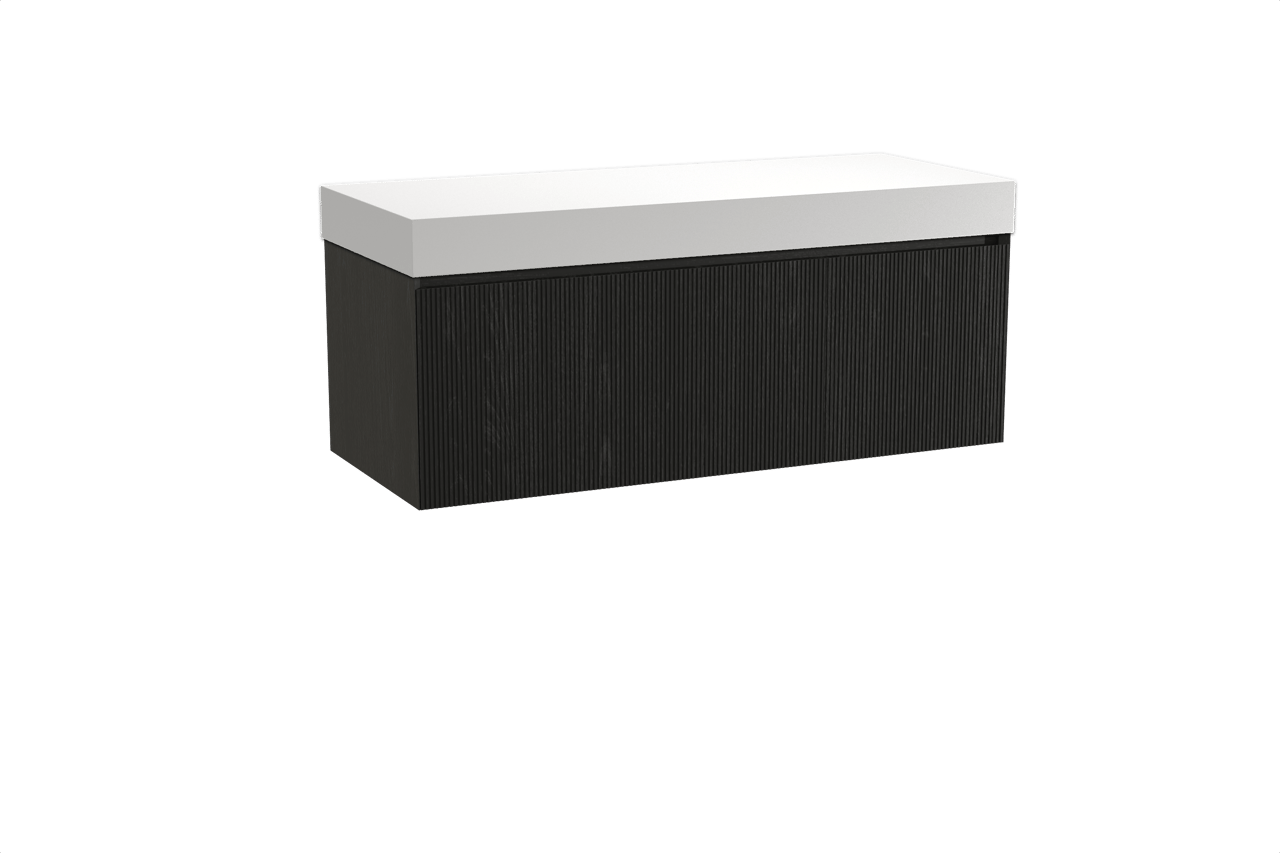 Balmani Fila Badmöbel Set mit Dominus Waschtischplatte für Aufsatzwaschbecken