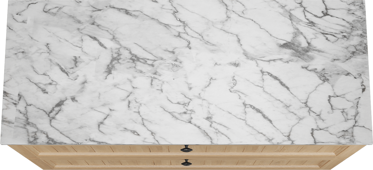 Balmani Lemon meuble salle de bains à poser 135 x 55 cm, placage chêne naturel avec Stretto tablette simple ou double en carrara