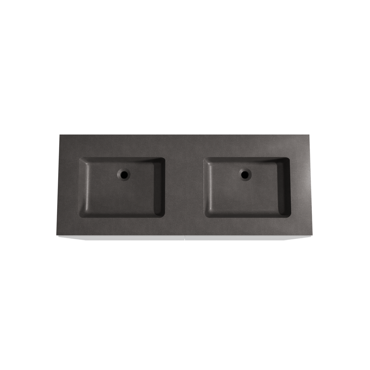 Storke Edge staand badmeubel 130 x 52 cm mat wit met Scuro dubbele wastafel in kwarts mat zwart