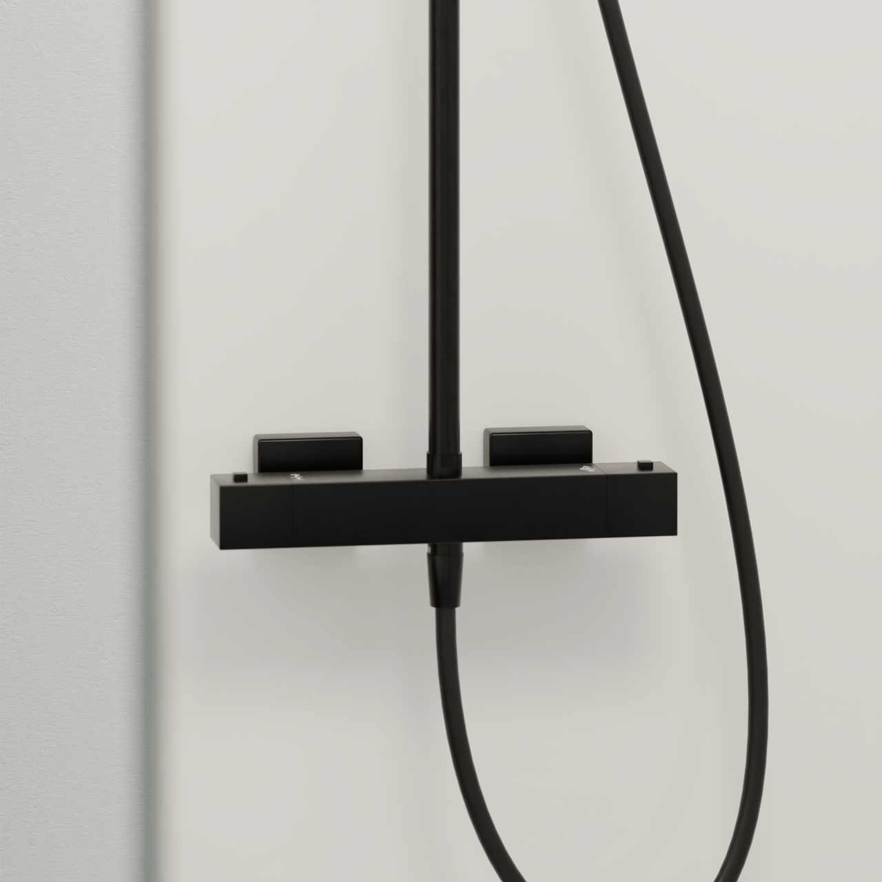 Linie Mavin 200 Duschsystem mit Thermostat-Armatur Schwarz Matt