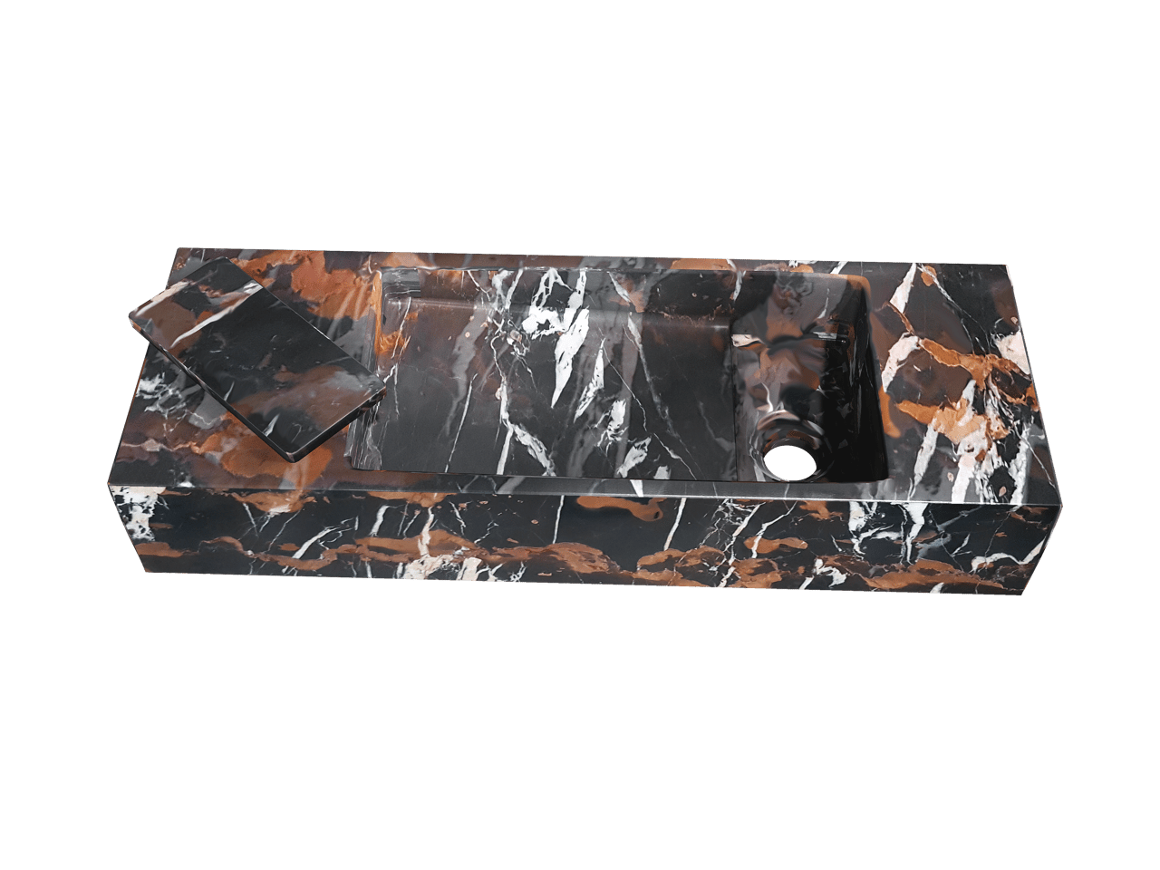 Balmani Mood Handwaschbecken: Portoro Gold Marmor, 55 x 20 cm