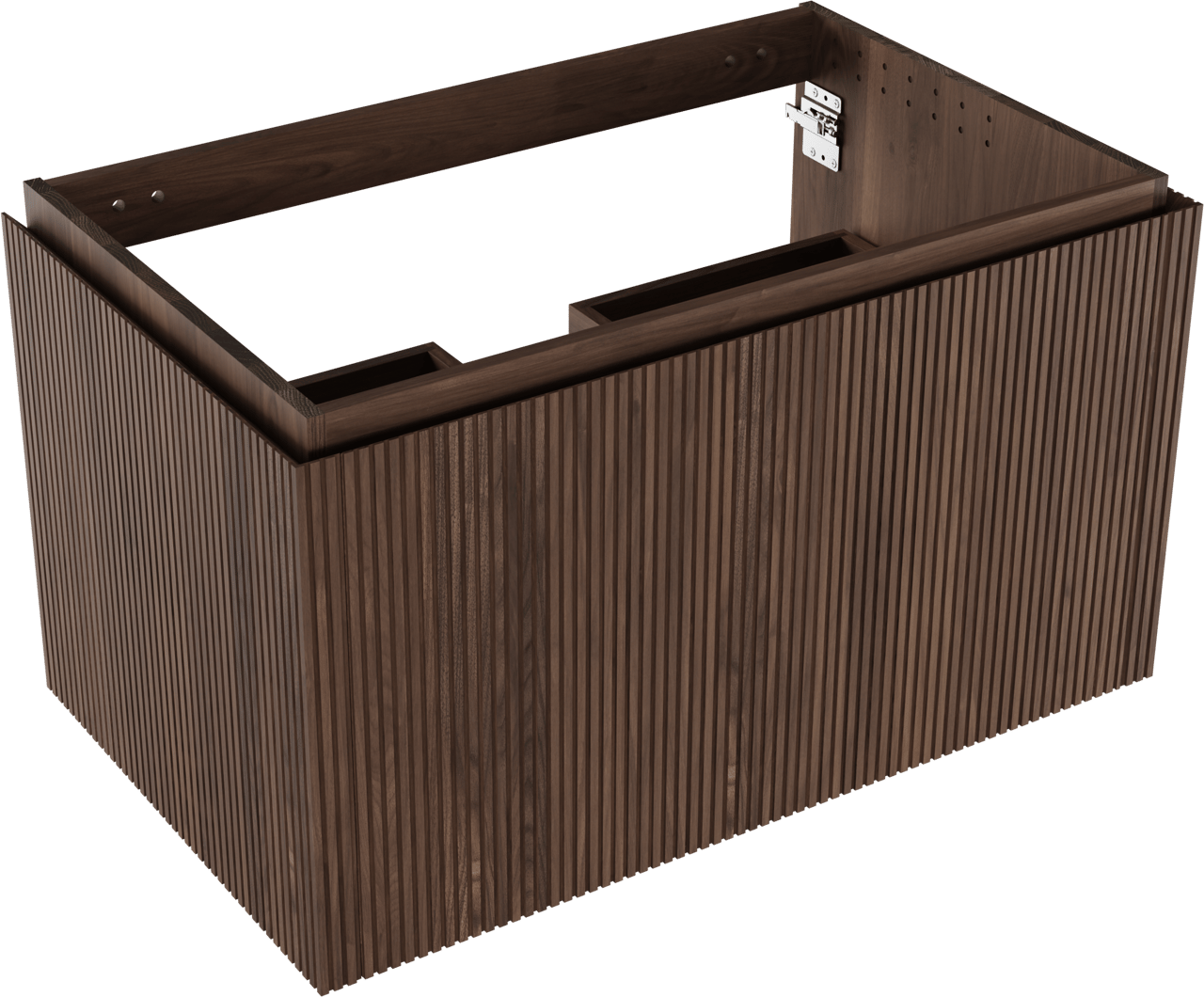 Balmani Eclips meuble sous-vasque suspendu 90 x 55 cm Noyer américain 2 tiroirs Nervure sym. vert.