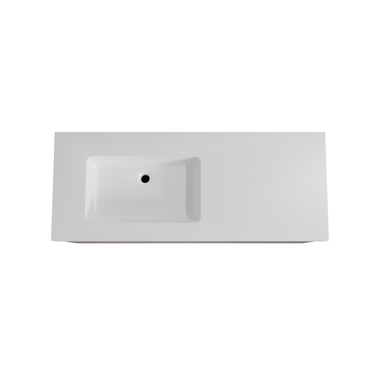 Storke Ribs zwevend badmeubel 130 x 52 cm notenhout met Mata High asymmetrisch linkse wastafel in solid surface mat wit, Verticale symmetrische rechte ribbel