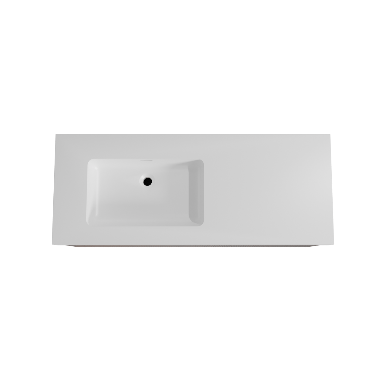 Storke Ribs hängendes Möbelstück Set: 130 x 52 cm, Nussbaum, mit Mata High Waschtisch links, Solid Surface, Weiß matt, Vertikale symmetrische gerade Rippe